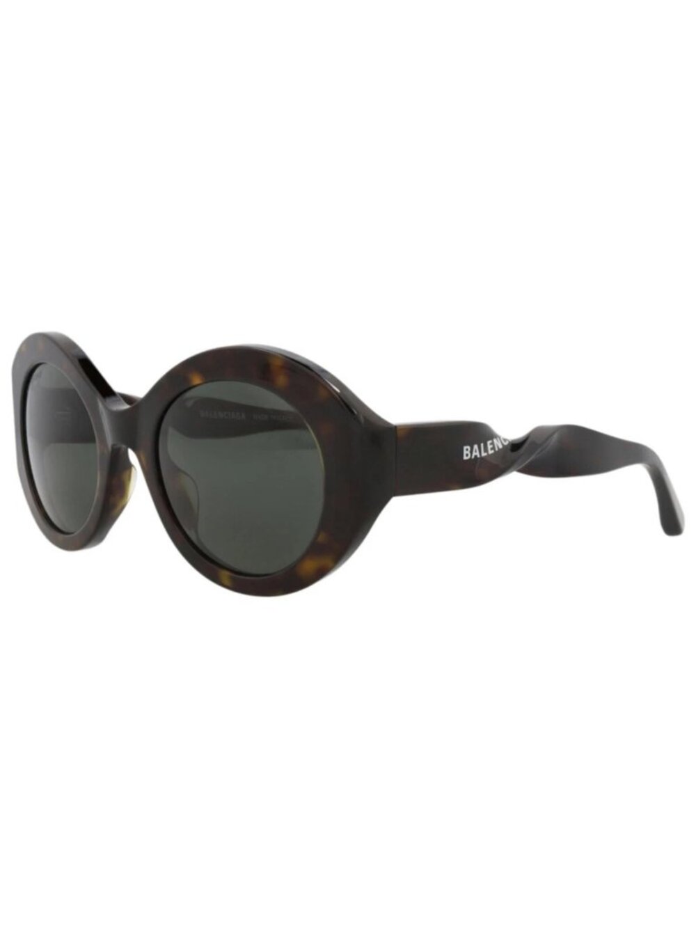New Balenciaga Women's Sunglasses Round Oval Acetate Frame Havana Havana Green